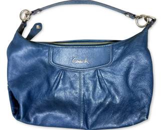 Coach Ashley Navy Blue Leather Shoulder Bag Authentic w COA