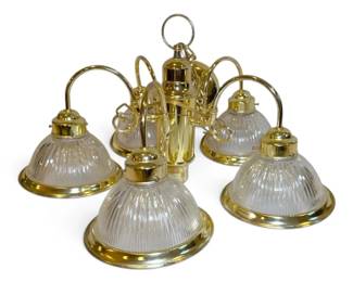 5Light Ribbed Glass Chandelier