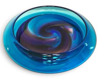 Blue Swirl Art Glass 16 Bowl
