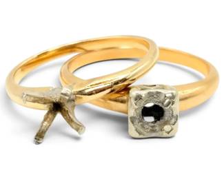 Two 14k Gold Rings Missing Stones 4.28g Total
