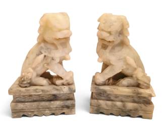 Carved Stone Foo Dog Bookends