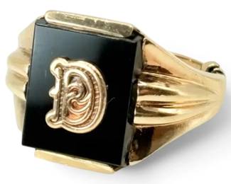 10k Gold Monogram D Ring, Size 4.5 4.41g