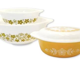 Pyrex Spring Blossom Cinderella Mixing Bowls Butterfly Gold Oval Casserole Dish