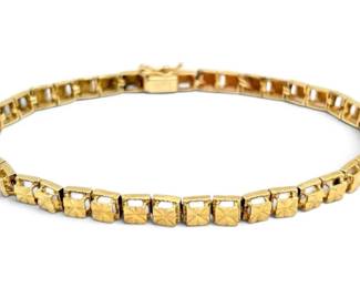 14k Gold Square Link 7 Bracelet 7.68g