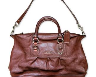 Coach Ashley Dark Brown Leather Satchel Handbag Authentic w COA