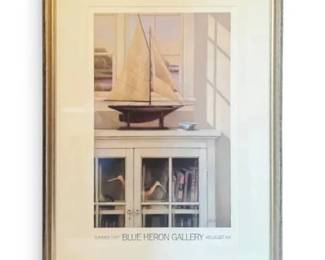 J.M. Standish Blue Heron Gallery 1997 Print of Model Sailboat