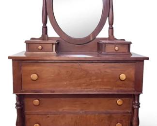 Solid Cherry Empire Dresser With Oval Mirror