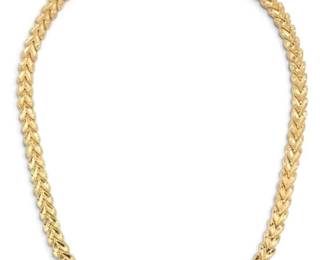 14k Gold Flat Wheat Link Necklace 30.81g