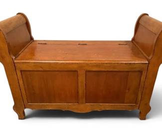 Vintage Wooden SleighStyle Storage Bench