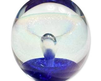 Robert Eickholt Signed Art Glass Paperweight Dichroic Vortex Fountain