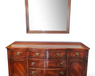 Vintage Bernhardt 6 Drawer Wood Buffet Sideboard Mirror