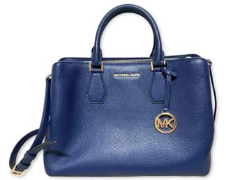 Michael Kors Navy Blue Pebbled Leather Tote Bag Authentic w COA