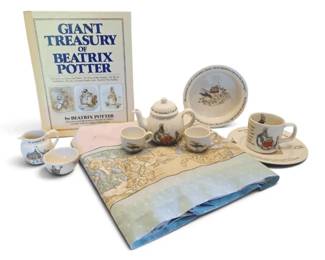 Beatrix Potter Peter Rabbit Wedgwood Tea Set, Book Vintage Twin Sheet