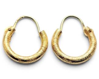 10k Gold Textured Hoop Earrings 0.8g