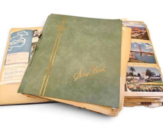 Vintage Scrapbooks with Travel Photos, Brochures, Tickets, Ephemera