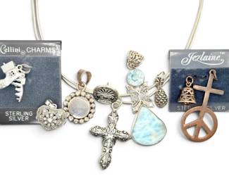 Sterling Silver Pendants Charms 56g Total