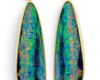 18k Gold Opal Dangle Earrings 12.22g