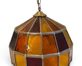 Amber Stained Glass Swag Lamp