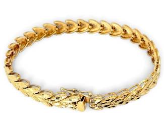 14k Gold Flat Wheat Link Bracelet 13.89g
