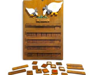 Vintage Wooden Country Geese Perpetual Wall Calendar