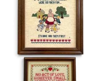 Vintage Framed Counted CrossStitch Samplers
