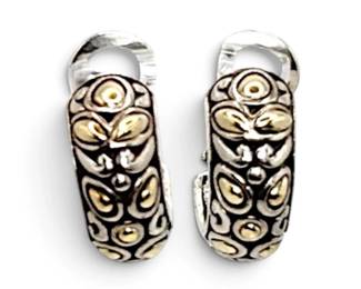 John Hardy 18k Gold Sterling Silver Hoop Earrings 12.57g