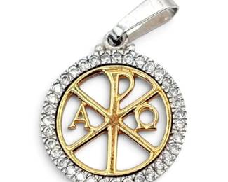 18k Gold Sterling Silver Peace Cross Pendant 2.56g
