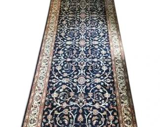 Woven Blue Floral Floor Runner 41 x 176