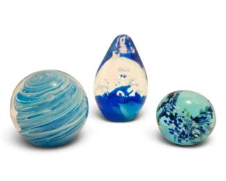Blue Clear Art Glass Paperweights