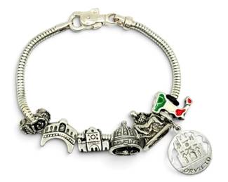 Sterling Silver Tedora Bracelet with Italian Charms 28g