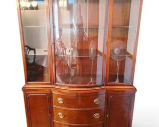 Drexel Curved Front China Cabinet with Key