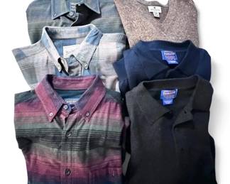 Three Mens L Woolrich Shirts Two XL Pendleton Sweaters