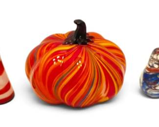 Art Glass Pumpkin, Bird, Lighthouse