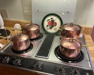 Paul Revere Limited Edition copper cookware w/brass handles.