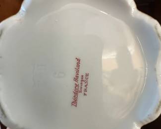 Theodore Haviland Limoges France Covered Vegetable Bowl and Under Plate featuring a delicate pink floral pattern &gold-tone accents