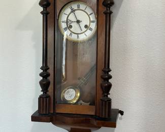 Antique American weight- driven wall clock