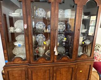 Vintage Henredon 18th Century Portfolio Walnut Display Cabinet 76" L x16" D x 84" H