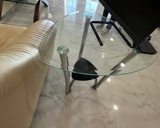 Metal and glass modern end table