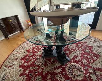 Yacht displayed on Dragon table and rug