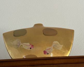 Vintage Baum Bros Gold Fish Hand Painted Vase