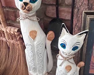 Hand-carved Siamese Cats