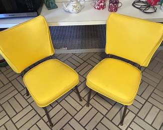 Mid Century Yellow Vinyl Kitchen Chairs