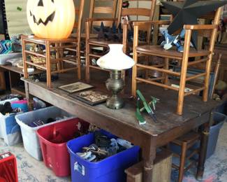 Country table, ladder back chairs