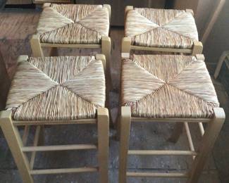 Wooden rattan bar stools