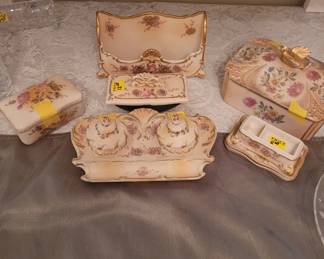 Antique Ladies Vanity  set - Hand painted  delicate design