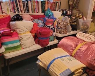 ROOM FULL of Linens -Vintage Children's Bedding < Handmade Quilts, Antique Satin Twin Coverlet
