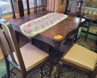 Pull out Atique Table and 4 Antique Chairs - Floor Carpet