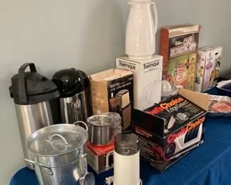 Coffee Thermoses &  Airpots, Aluminum Ice Bucket, Coffee Bean Grinder, Vintage Ice Crusher in Box, Chef's Choice Edge Select