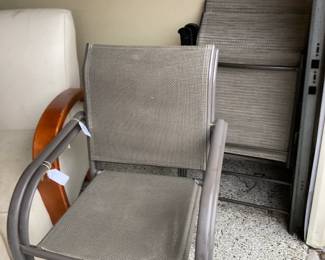 Pair of Stackable Patio Chairs & Pair of Folding Patio Chairs