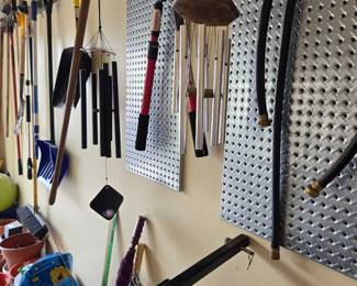 Loads of Garage & Garden Tools; Wind Chimes and much more